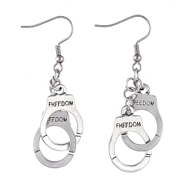 Pendants d'oreilles, avec 304 boucle d'oreille crochets en acier inoxydable, fermoirs imbriqués et anneaux ouverts, forme de menottes avec la liberté de parole