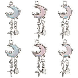 12шт 4 цветные подвески из сплава стекла, Луна и звезды