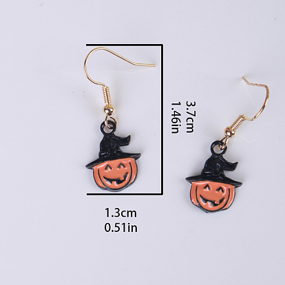 Cute Pumpkin Ghost Castle Earrings for Halloween Costume Party