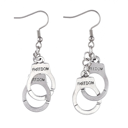 Pendants d'oreilles, avec 304 boucle d'oreille crochets en acier inoxydable, fermoirs imbriqués et anneaux ouverts, forme de menottes avec la liberté de parole