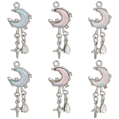 12шт 4 цветные подвески из сплава стекла, Луна и звезды