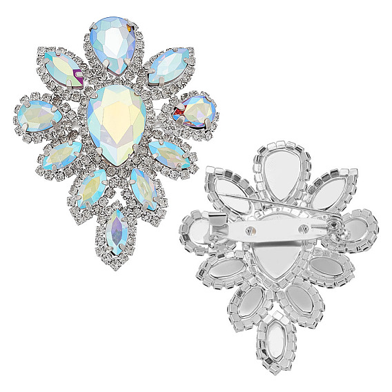 2 шт. брошь из серебряного сплава и стекла, Изысканная булавка на лацкан для девушек, цветок