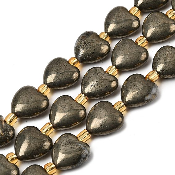 Природного пирита бисер нитей, с бисером, сердце