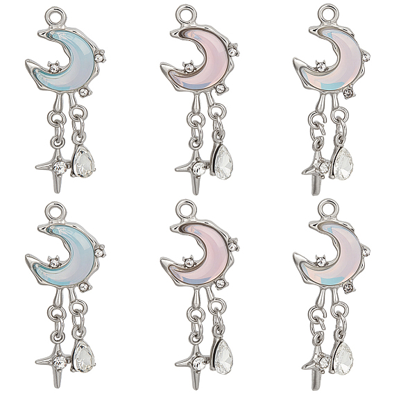 12шт 4 цветные подвески из сплава стекла, Луна и звезды