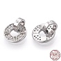 925 Sterling Silver Micro Pave Cubic Zirconia Charms, Donut, Nickel Free, with S925 Stamp