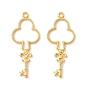 Alloy Open Back Bezel Pendants, For DIY UV Resin, Epoxy Resin, Pressed Flower Jewelry, Long-Lasting Plated, Club with Key