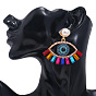 Exaggerated Devil Eye Pearl Earrings - Alloy Inlaid Colorful Diamond Ear Pendants