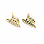 Brass Micro Pave Cubic Zirconia Pendants, Nickel Free, Golden, Hat Shapes