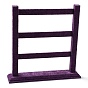 3-Tier Wood Covered with Velvet Earring Display Stands, Ladder Shaped Jewelry Holder for Earrings Storage