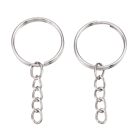 Iron Split Key Rings with Chain, Keychain Findings