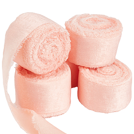 5 Rollen 5m Satin-Fransenband, Polyesterbänder mit unbearbeiteten Kanten zum Verpacken von Geschenken