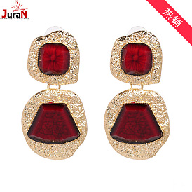 Stylish Gemstone Earrings with JURAN Alloy - European and American Fashion Women's Accessories