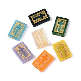 Прямоугольник с перекрещивающимися стеклянными бусинами, золотой металл обвитыми