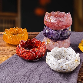 Orgonite Flower Resin Energy Generators, Reiki Natural Gemstone Chips Inside for Home Office Desk Decoration