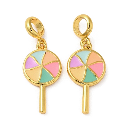 Accumuler pendentifs en laiton placage, avec l'émail, plaqué longue durée, or, charme de sucette