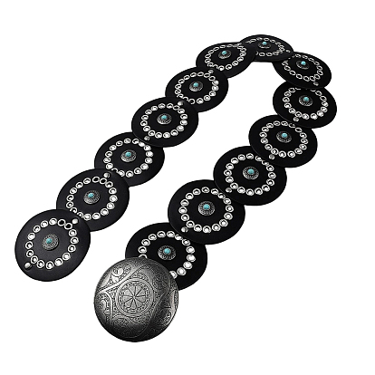 Ремни-цепочки в стиле вестерн из искусственной кожи и искусственной смолы с имитацией драгоценных камней и пряжками из сплава, старинное серебро и платина