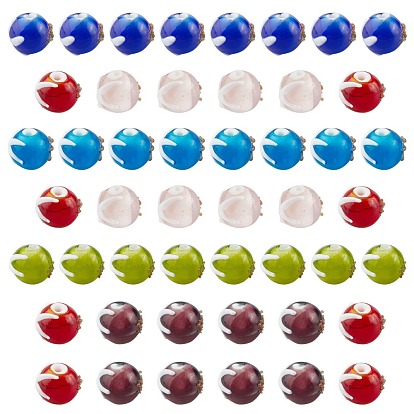 Handmade Lampwork Beads, Round with Starfish Pattern