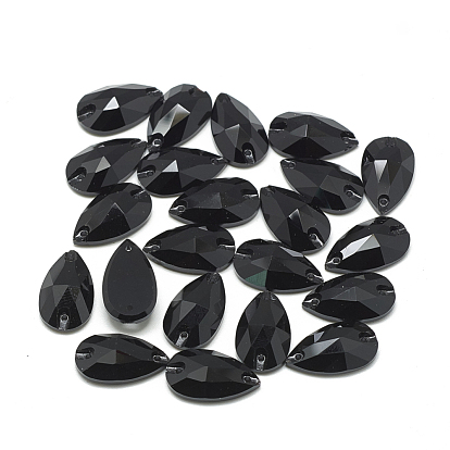 Шить на горный хрусталь, k 9 стеклянный страз, два отверстия, аксессуары для одежды, граненые, капля