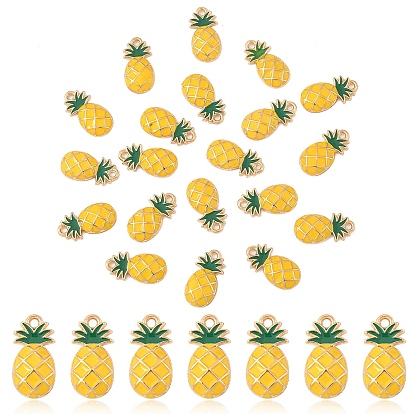 20 шт. Подвески из сплава эмали, без кадмия, без никеля и без свинца, золотой свет, ананас