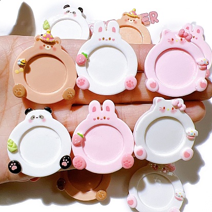 10 шт. Кабошоны из смолы, кролик/кот/панда/медведь