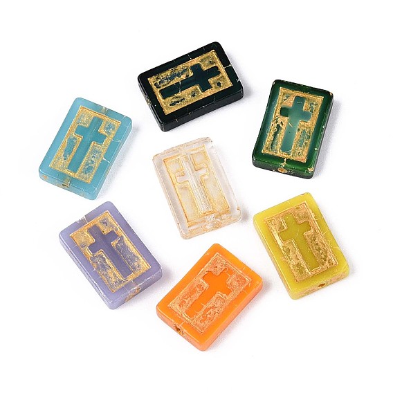 Прямоугольник с перекрещивающимися стеклянными бусинами, золотой металл обвитыми