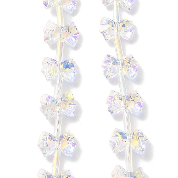 Стеклянные бусины с гальваническим покрытием , с покрытием AB цвета, бантом