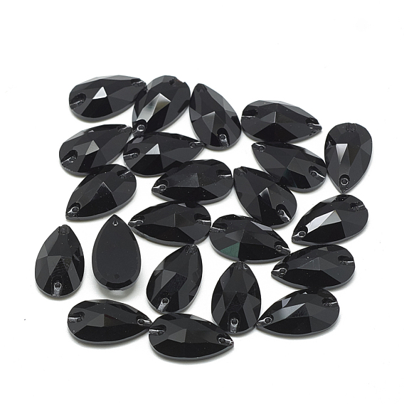 Шить на горный хрусталь, k 9 стеклянный страз, два отверстия, аксессуары для одежды, граненые, капля