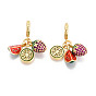 Латунное микропейв с кубическим цирконием европейские подвески с подвесками, с эмалью, клубника, арбуз и лимон, Подвески с большими отверстиями