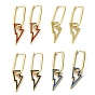 Lightning Bolt Real 18K Gold Plated Brass Dangle Hoop Earrings, with Enamel