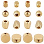 56Pcs 4 Style Matte Style Brass Beads, Long-Lasting Plated, Flat Round & Cuboid & Round & Twist Oval
