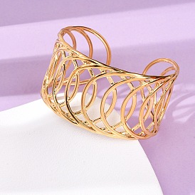 304 женские браслеты-манжеты из нержавеющей стали, ионное покрытие (ip), опустошить