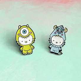 Lovers Cat Cartoon Brooch Cute Creative Student Bag Decoration Pin Alloy Enamel Badge