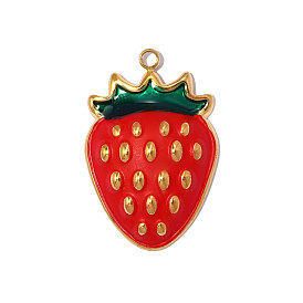 304 нержавеющей стальной эмали подвески, клубничное очарование, реальный 18 k позолоченный, ионное покрытие (ip), долговечный