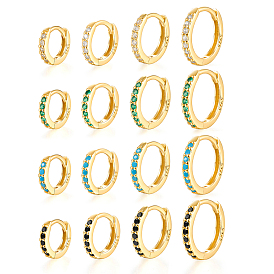 925 Sterling Silver Hoop Earrings, with Cubic Zirconia, Golden