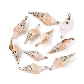 Гальванические подвески из натуральной спирали в ракушке, подвески в форме ракушек, с медными петлями, золотые