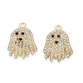 Rack Plating Alloy Rhinestone Pendants, Cadmium Free & Lead Free & Lead Free, Jellyfish