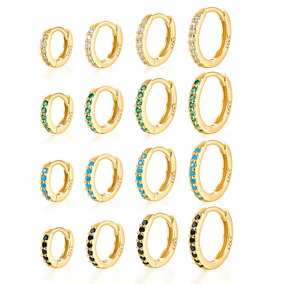 925 Sterling Silver Hoop Earrings, with Cubic Zirconia, Golden