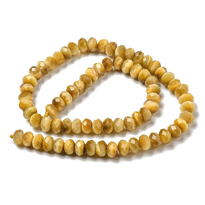 Natural Tiger Eye Beads Strands, Faceted, Dyed/Undyed, Rondelle