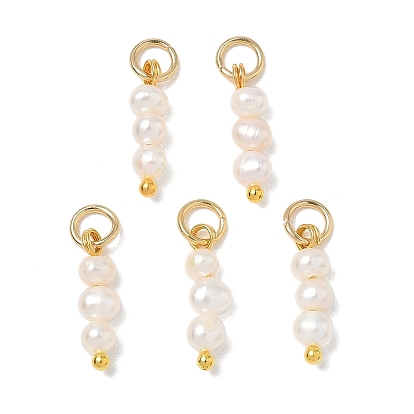 Подвески из натурального пресноводного жемчуга, Подвески из бисера в форме картофеля с фурнитурой из латуни и нержавеющей стали., цветочный белый