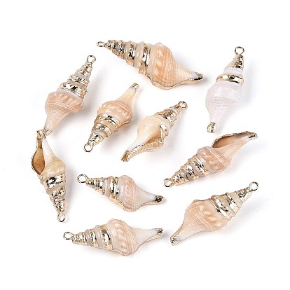 Гальванические подвески из натуральной спирали в ракушке, подвески в форме ракушек, с медными петлями, золотые