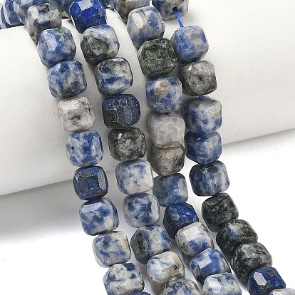 Натуральное синее пятно нитки из бисера яшмы, граненый стол, вырезанный куб