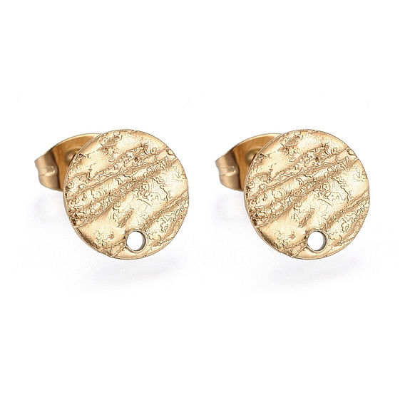 Ионное покрытие (ip) 304 детали серьги-гвоздики из нержавеющей стали, со спинкой серьги и петлей, , плоско-круглые