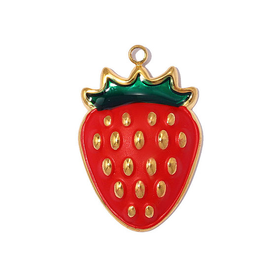 304 нержавеющей стальной эмали подвески, клубничное очарование, реальный 18 k позолоченный, ионное покрытие (ip), долговечный