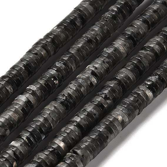 Натуральные нити бус из ларвикита, диск, Heishi бусы