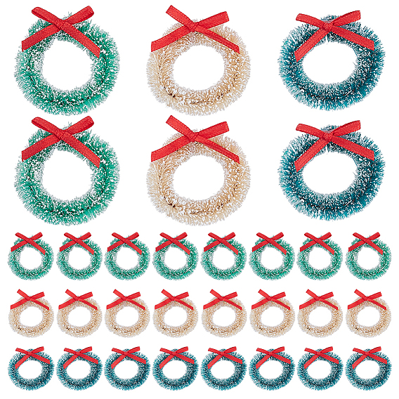 30шт. 3 цвета полиэстер и конопля сизаль рождественский венок подвесные украшения, для рождественской вечеринки подарок украшение дома