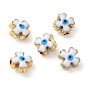 Golden Tone Brass Enamel Beads, Cadmium Free & Lead Free, Long-Lasting Plated, Cross with Evil Eye