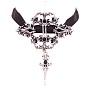 Gothic Vampire Pirate Skull Head Necklace - Halloween Bat Rose Flower Choker Set.