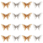 Brass Links Connectors, with Crystal Rhinestone, 3D Butterfly