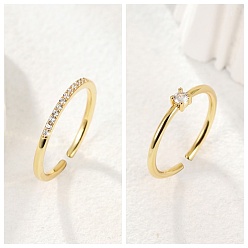 Кольцо-солитер с кубическим цирконием, манжета кольцо, латунное кольцо для женщин