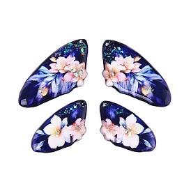 Подвески из прозрачной эпоксидной смолы, крылья с цветочным узором подвески, с блестка